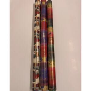 3 Rolls Y2K Vtg Christmas Wrapping Paper 50 sqft Rolls New